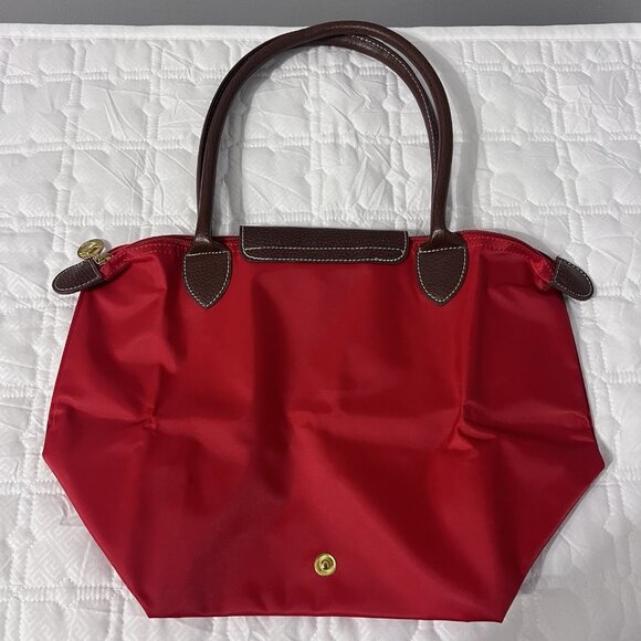LONGCHAMP Le Pliage Medium Handbag Red Nylon Tote Foldable - Picture 5 of 13